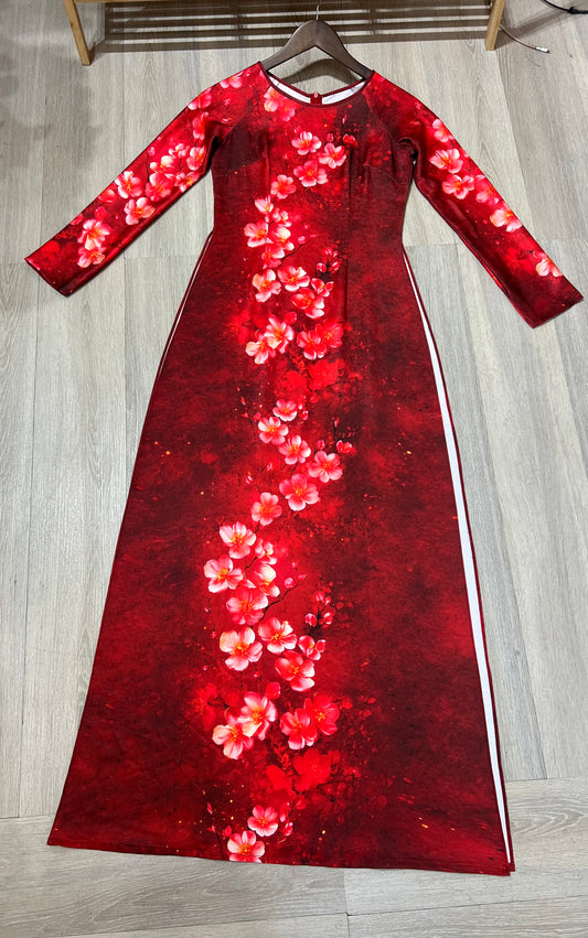 A15 - Áo Dài Lụa Tiêu Giao Đỏ | Áo Only