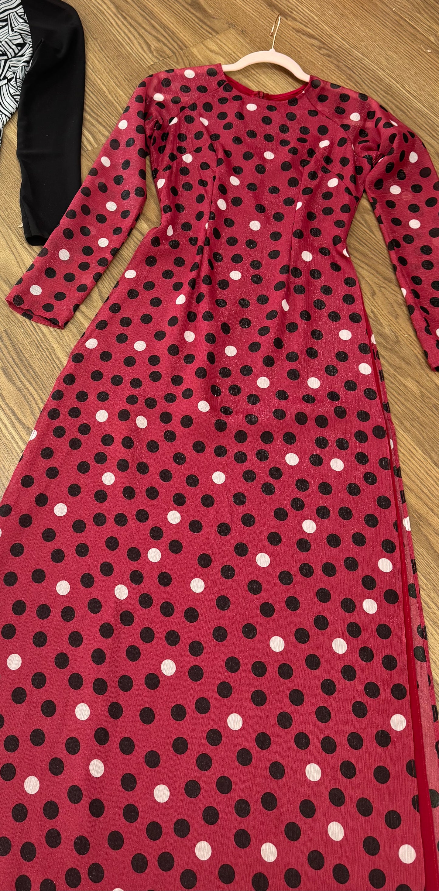 A99 - Áo Dài Voan 4 Tà Chấm Bi Ánh Nhũ.