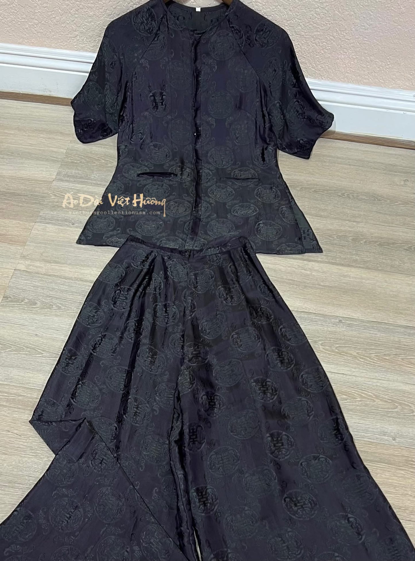 B35 - Set Bà Ba Lụa Tơ Tằm Nha Xá Tím Than