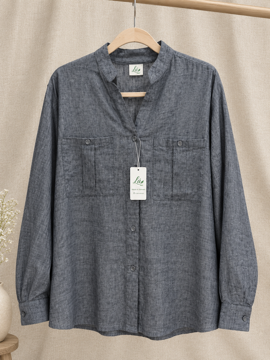 L218->223 - Sơ Mi Cổ Trụ Linen Châu Âu