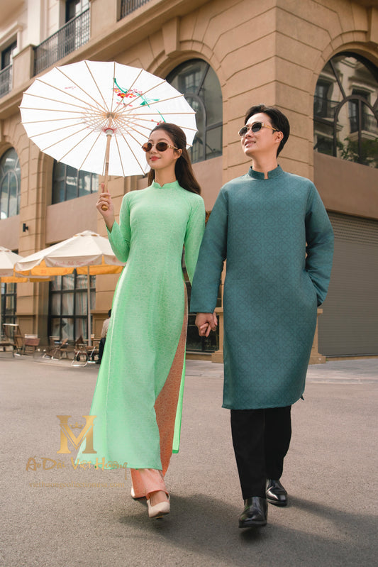 F42 - Green Men’s Áo Dài Xuân Ngọc (Family Áo Dài). Final sale (no return/exchange)