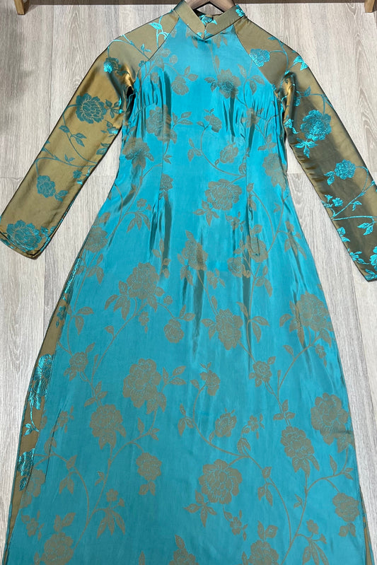 A144 - Áo Dài Silk Óng Xanh Ngọc | Áo Only