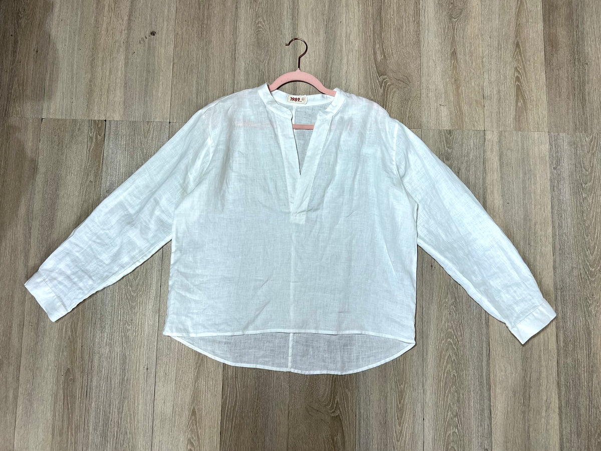 L90->95 - 100% Linen V-Neck Shirt