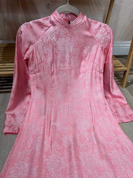 A50 - Áo Dài Gấm Cúc Đại Đoá Hồng | Áo Only