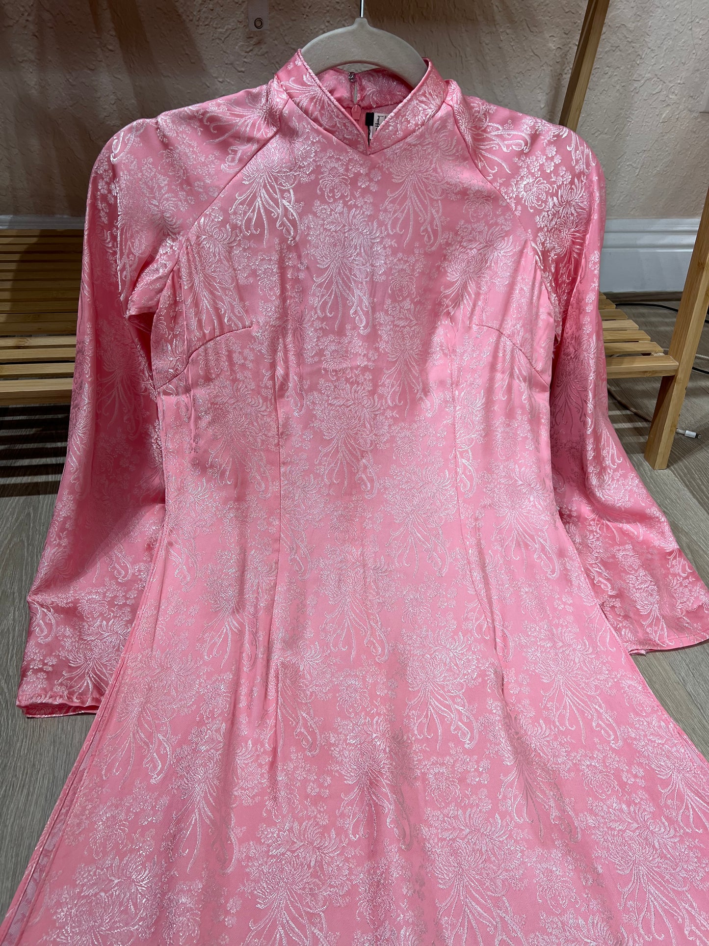 A50 - Áo Dài Gấm Cúc Đại Đoá Hồng | Áo Only