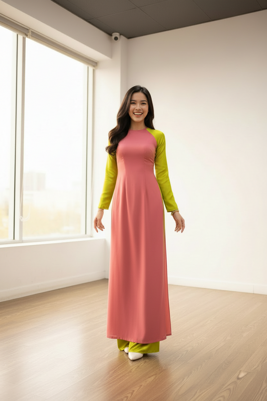 A61 - Set Áo Dài Lụa Đổi Màu (kèm quần)