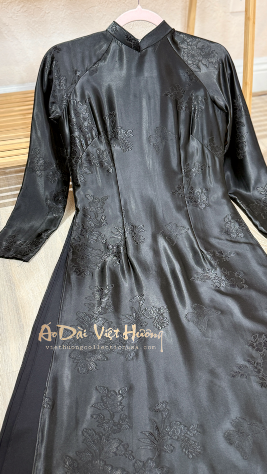 A32 - Lụa Chu Sa Khảm Đen 4 Tà