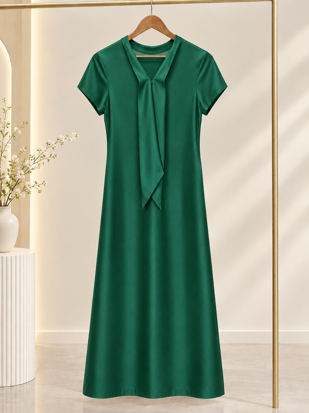S16/17 - Đầm Lụa Hai Da Cổ Đổ