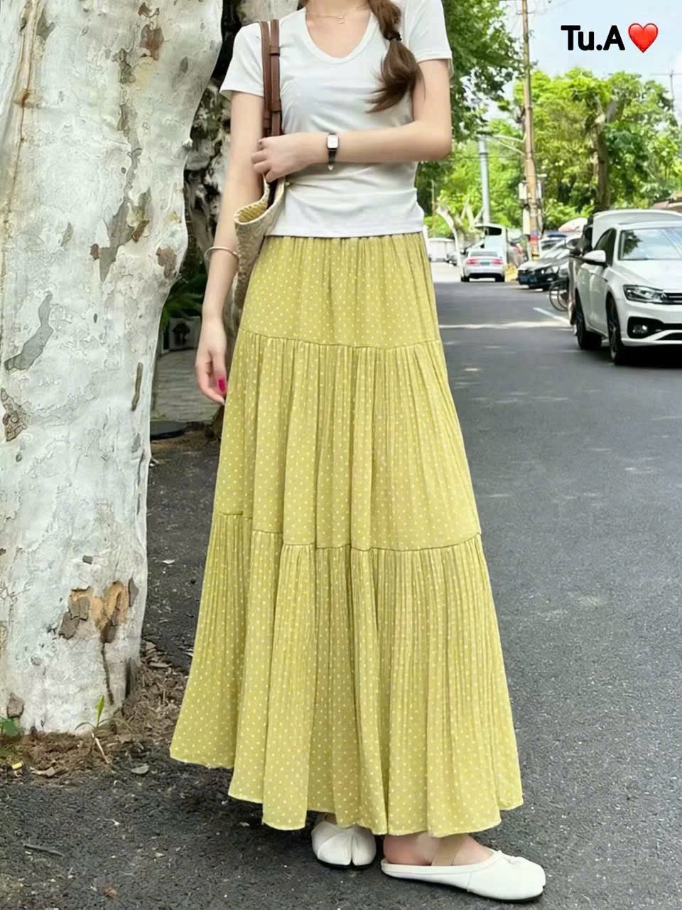 S11->15 - Skirt Voan Chiffon Chấm Bi
