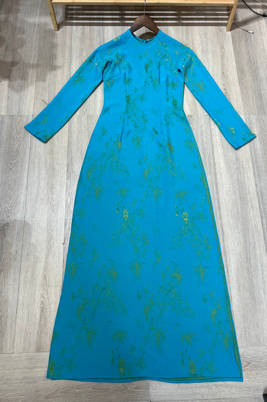 A147 - Áo Dài Tencel Titan Blue/Gold | Áo Only