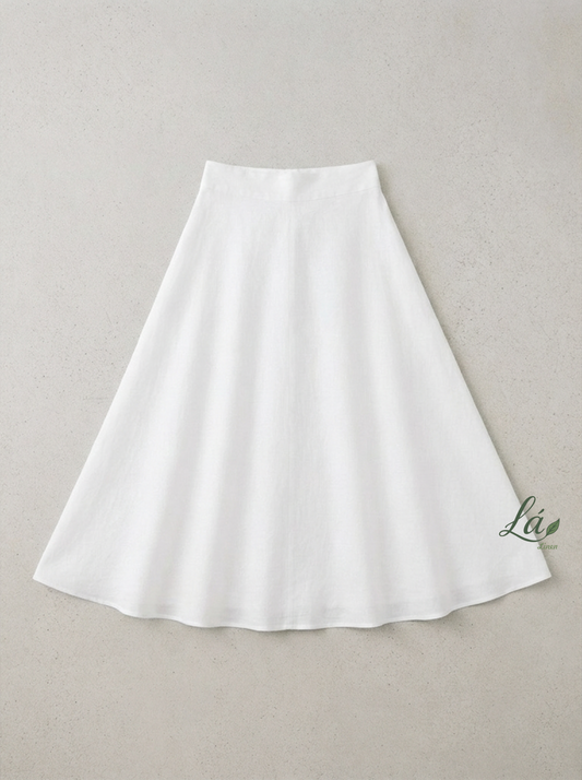 L174->182 - 100% Linen Bias-Cut Skirt