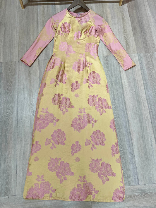 A34 - Áo Dài Lụa Tằm Pha Vàng/Hồng