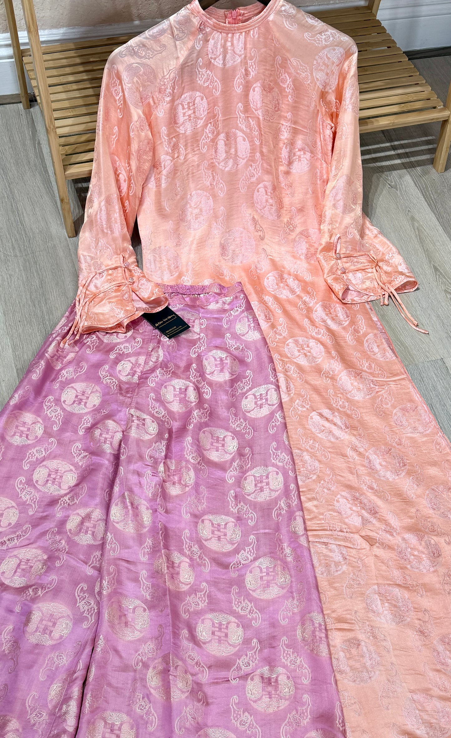 A07 - Set Áo Dài Tơ Tằm Nha Xá Hồng Cam (kèm quần).