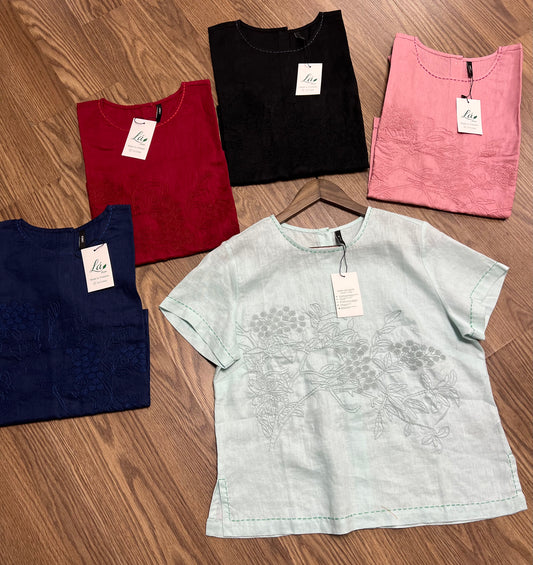 L22/L23/L24/L25/L26 - Áo Linen Thêu Bọc Viền Đơn Sắc