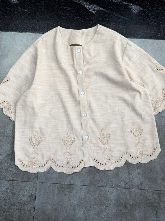 L143/L144 - Blend Linen Shirt Thêu