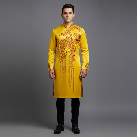 A88 - Men’s Áo Dài Gold Vẽ Tay