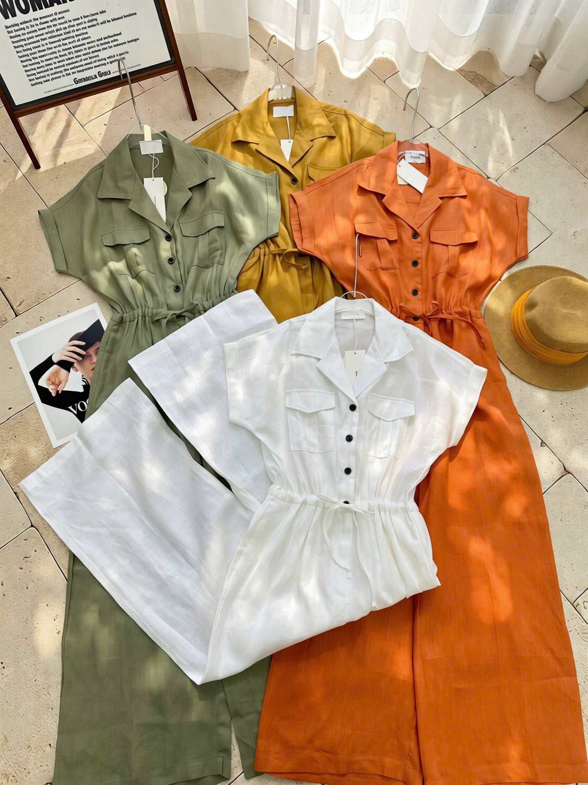 L165-> L171 Jumpsuit Linen Freesize