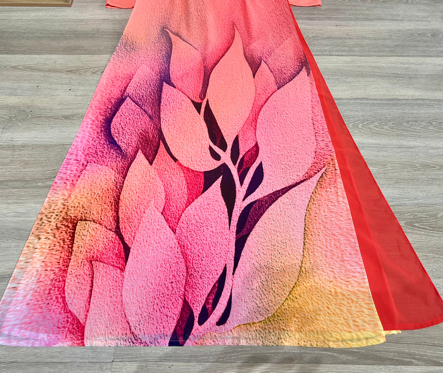A62 - Áo Dài Chiffon 4 Tà Coral