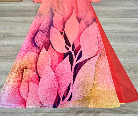 A62 - Áo Dài Chiffon 4 Tà Coral