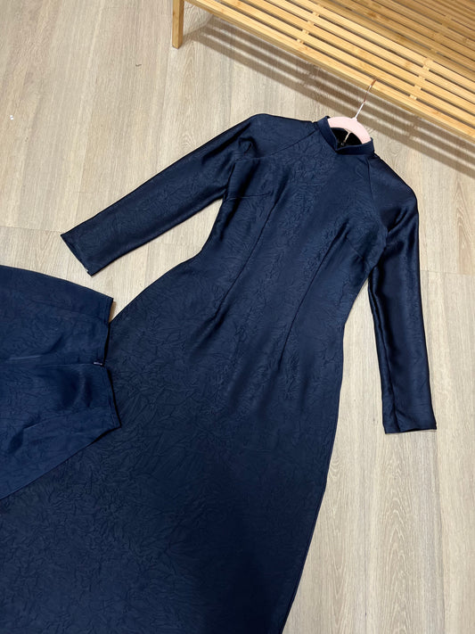 A9 - Set Áo Dài Lụa Tiêu Giao Navy Blue (kèm quần Tiêu Giao)