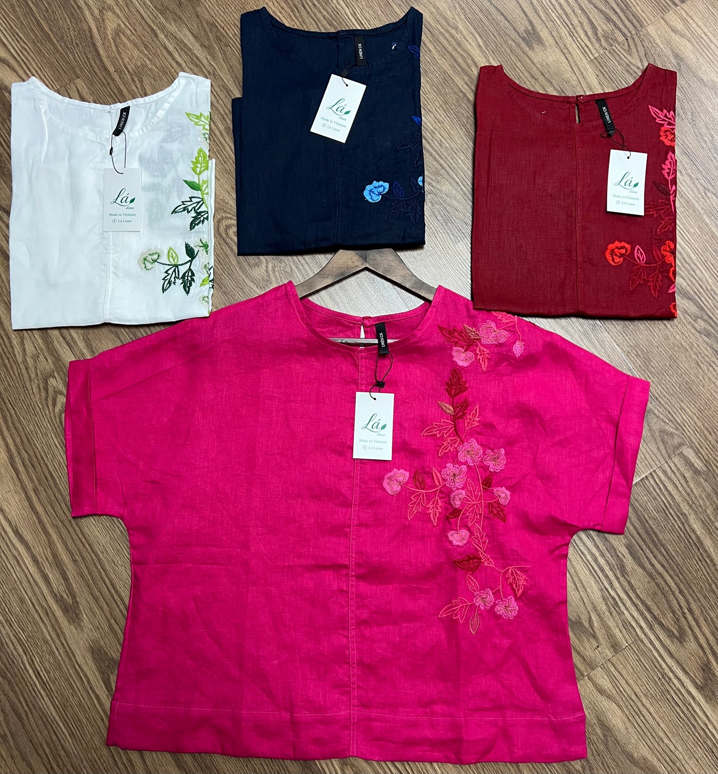 L27/L28/L29/L30 - Áo Linen 4 Mảnh Tay Dơi Thêu Hoa