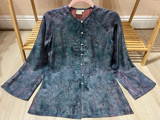 B09 - Áo Bà Ba Tencel Mộc Lan Xanh Ánh Hồng