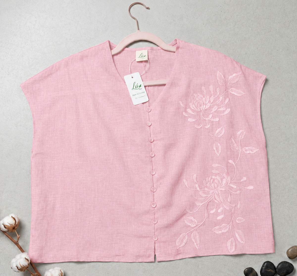 L125->L131 - Linen Top Thêu