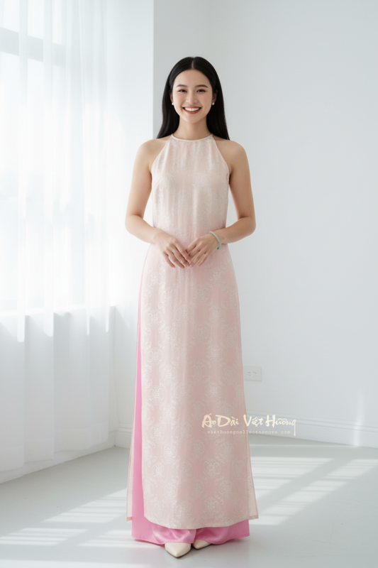 A03 - Áo Dài Yếm Tơ Tằm Nha Xá Hồng Phấn | Áo Only