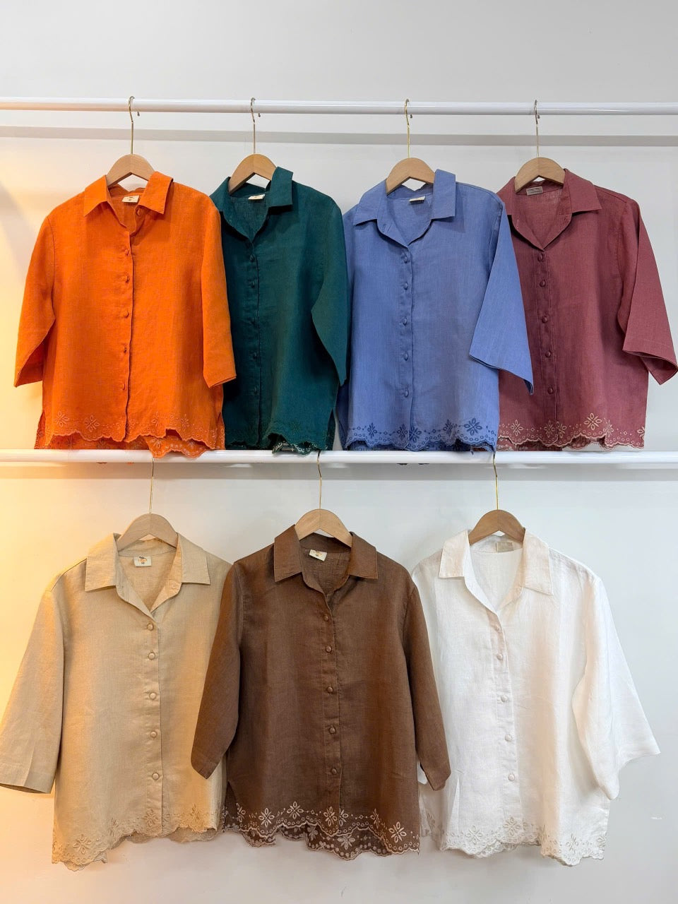 L108->112 - Linen Eyelet Blouse | European Linen
