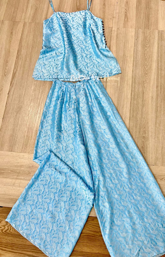 B36 - Set Áo Yếm Lụa Tơ Tằm Nha Xá Blue Sky