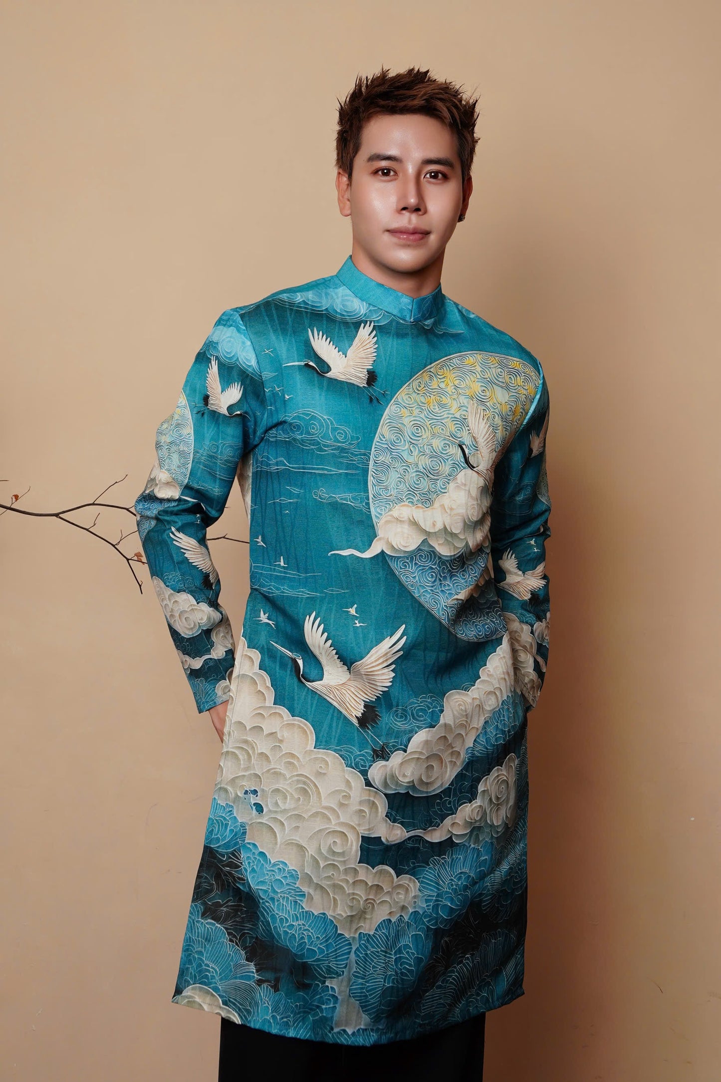 A128 - Men’s Áo Dài In Blue Teal