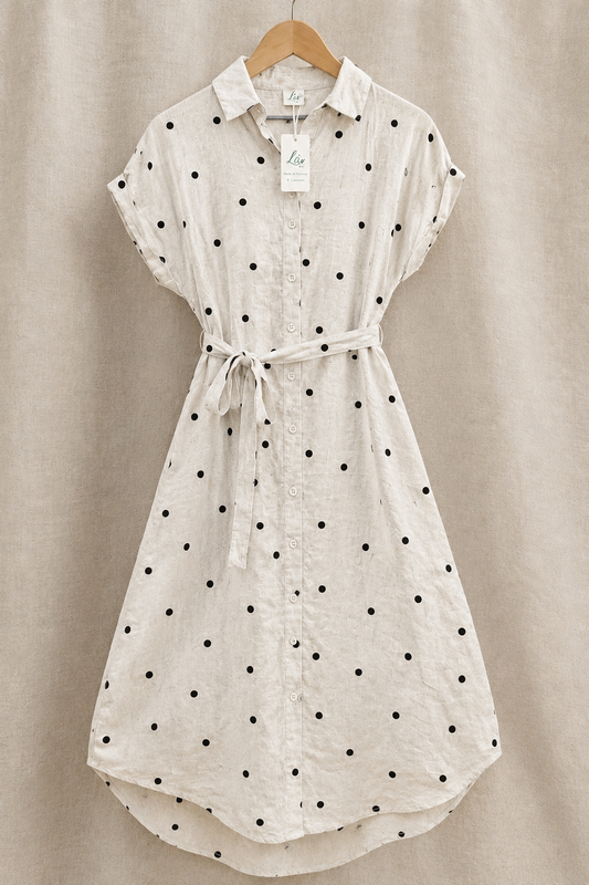 L02/04 - Linen Dress Châu Âu Bi Thêu