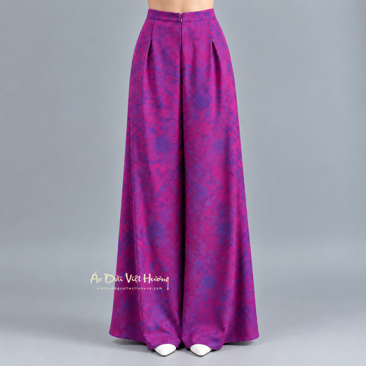 R49 - Flared Pants Gấm Hai Da Tím/Xanh | Quần Ống Xéo