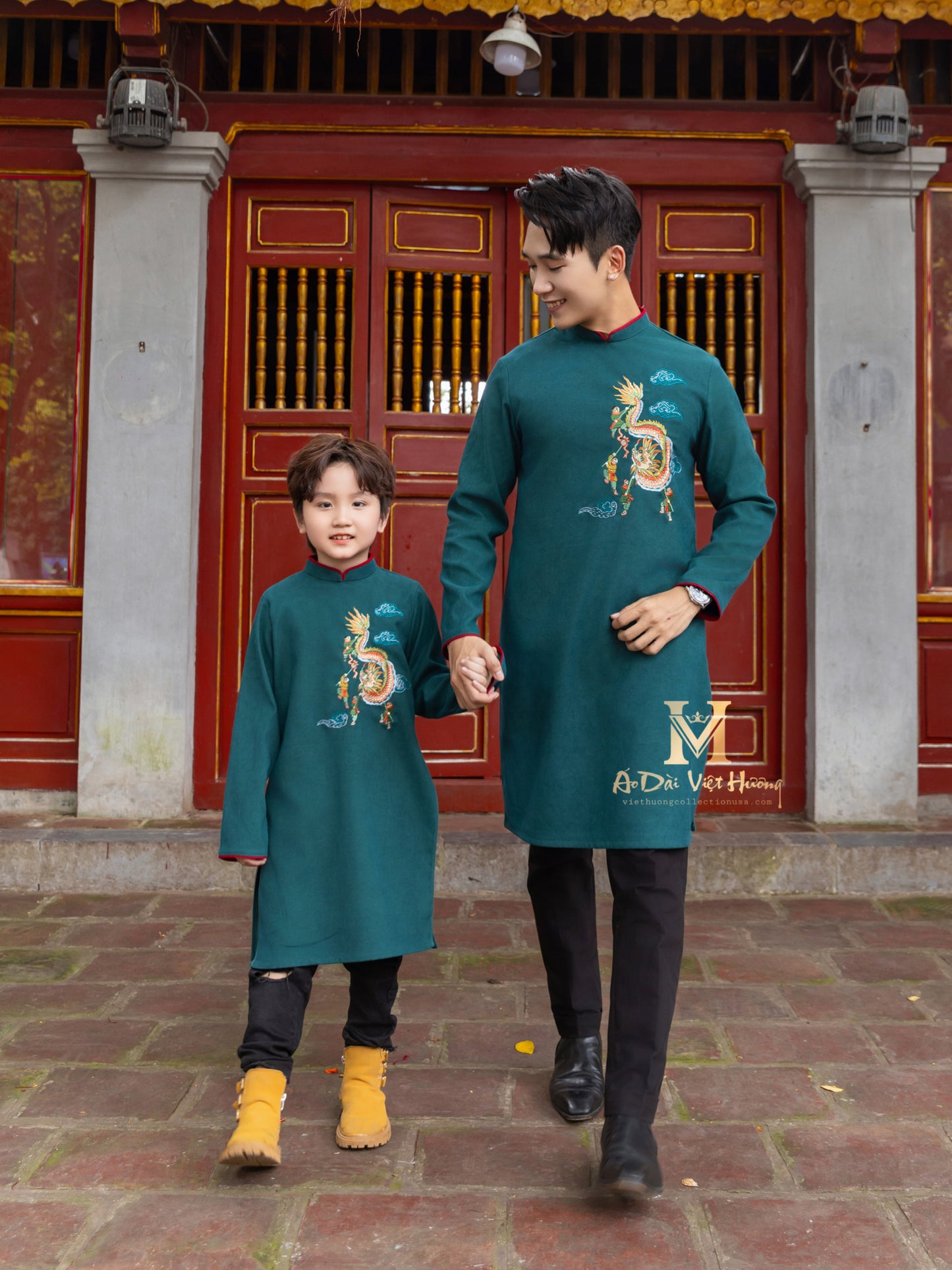 F5 - Men’s Áo Dài Blue Teal Kim Ngân (Family Áo Dài)