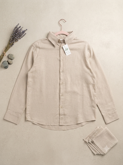 L165->170 - 100% Linen Polo Shirt