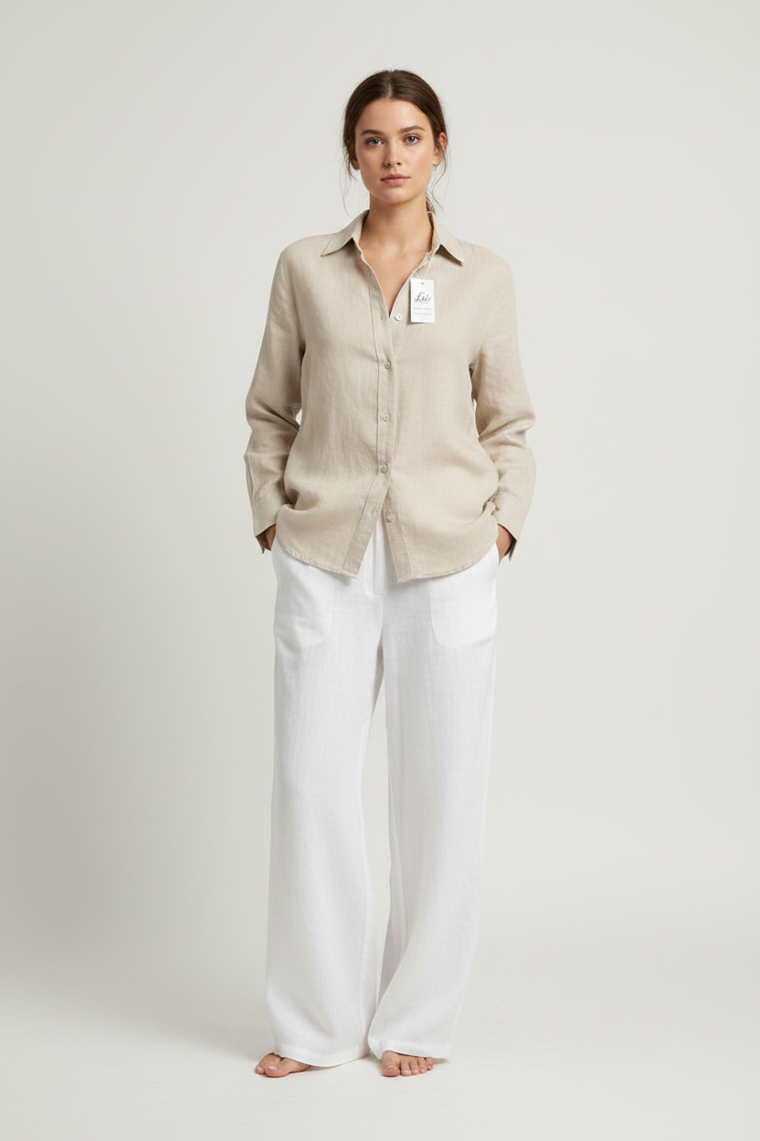 L165->170 - 100% Linen Polo Shirt