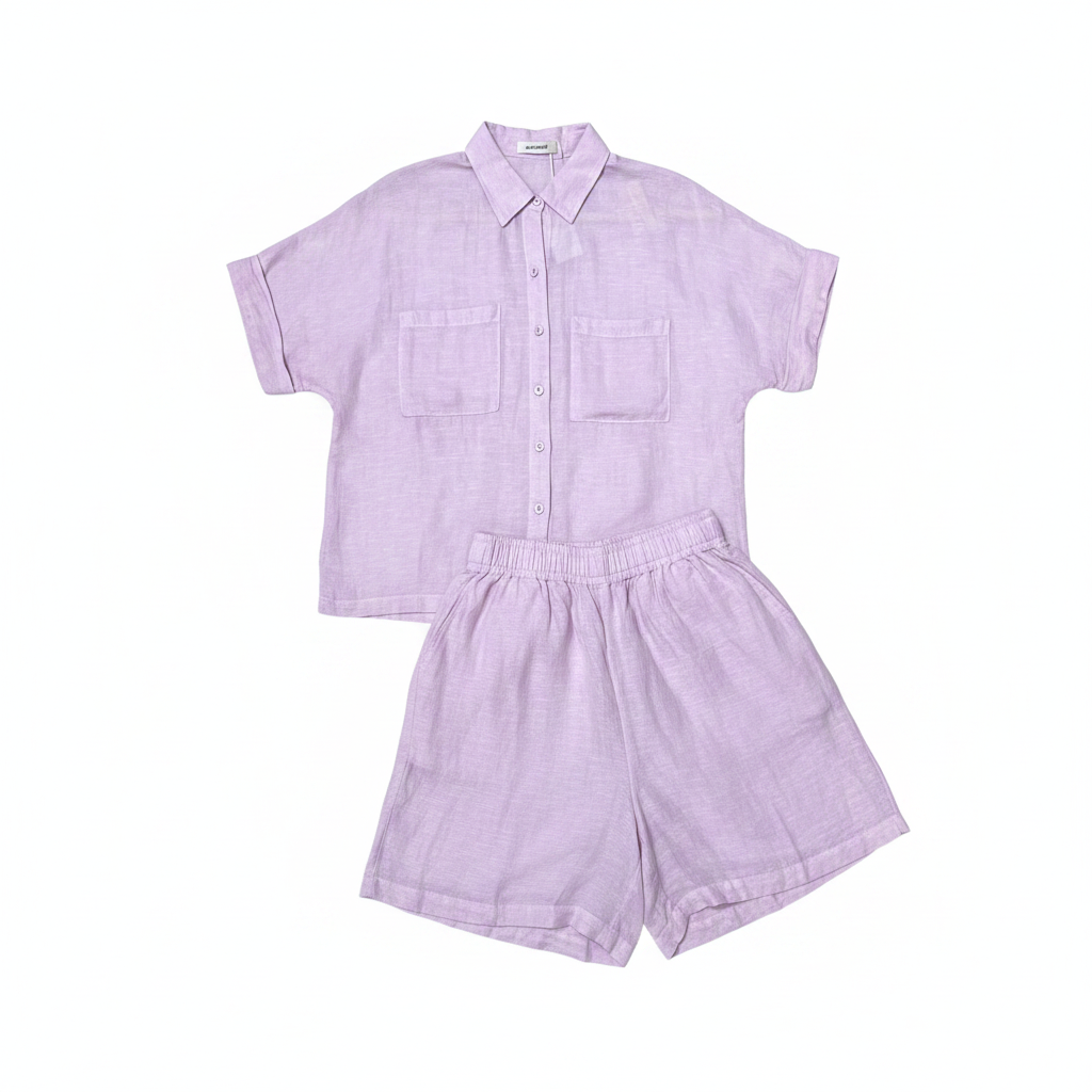 L21->27 - Set 100% Linen Short. Final sale (no return/exchange).