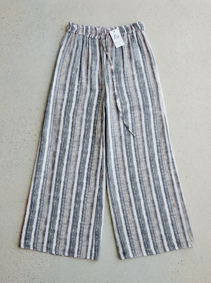 L6 - Elastic-Waist Linen Tencel Pants. Final sale (no return/exchange).