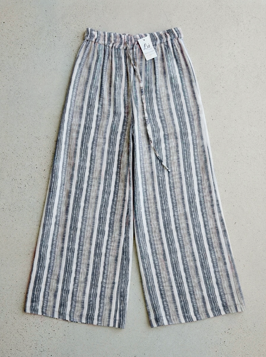 L6 - Elastic-Waist Linen Tencel Pants. Final sale (no return/exchange).