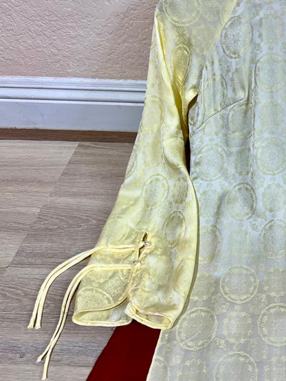 A100 - Áo Dài Gấm Vàng phối Tencel | Áo Only