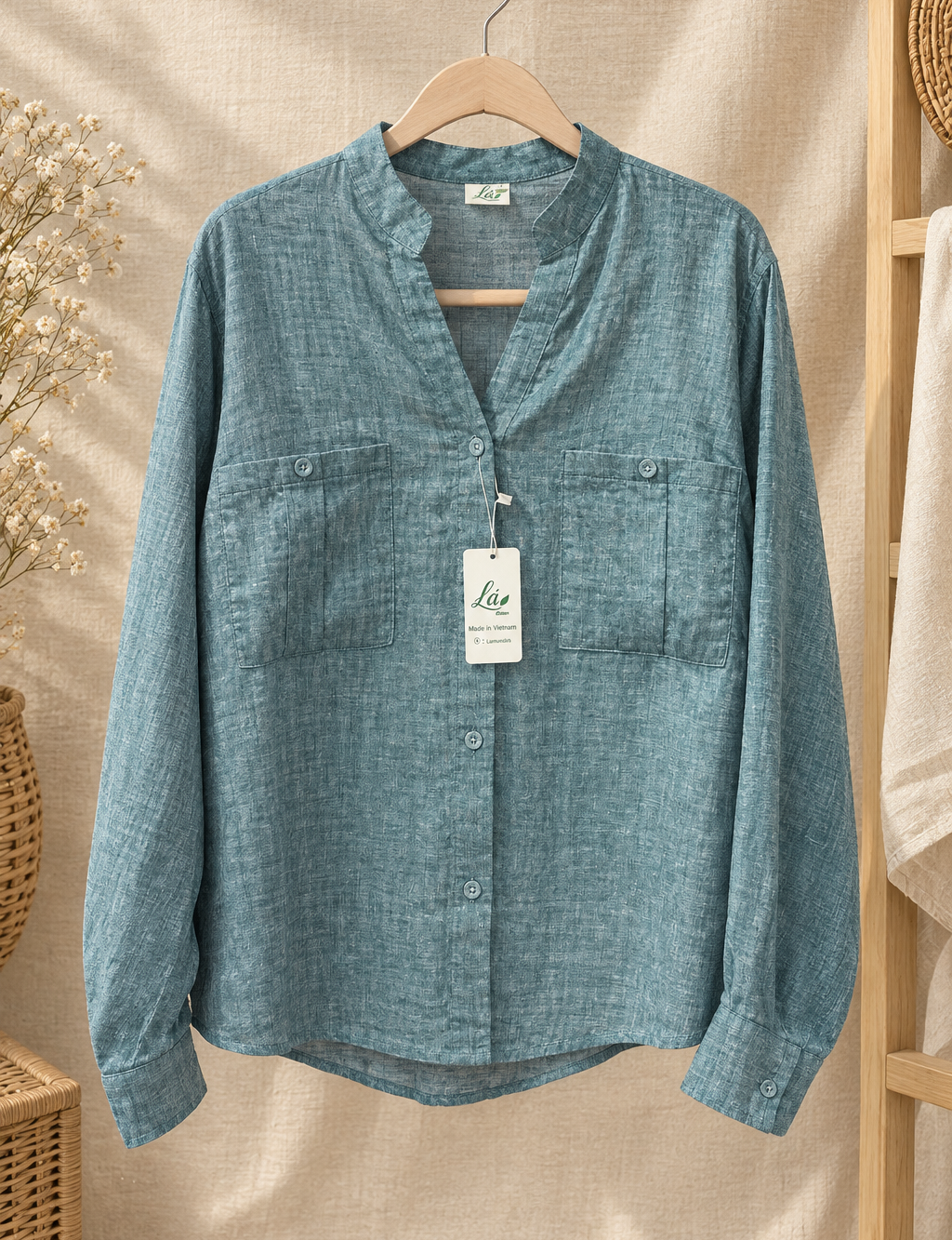 L218->223 - Sơ Mi Cổ Trụ Linen Châu Âu