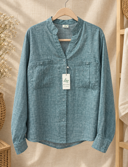 L218->223 - Sơ Mi Cổ Trụ Linen Châu Âu