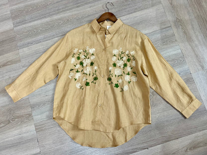 L61/L64/L66 - Floral Embroidered Linen Shirt | Signature Crisp Linen