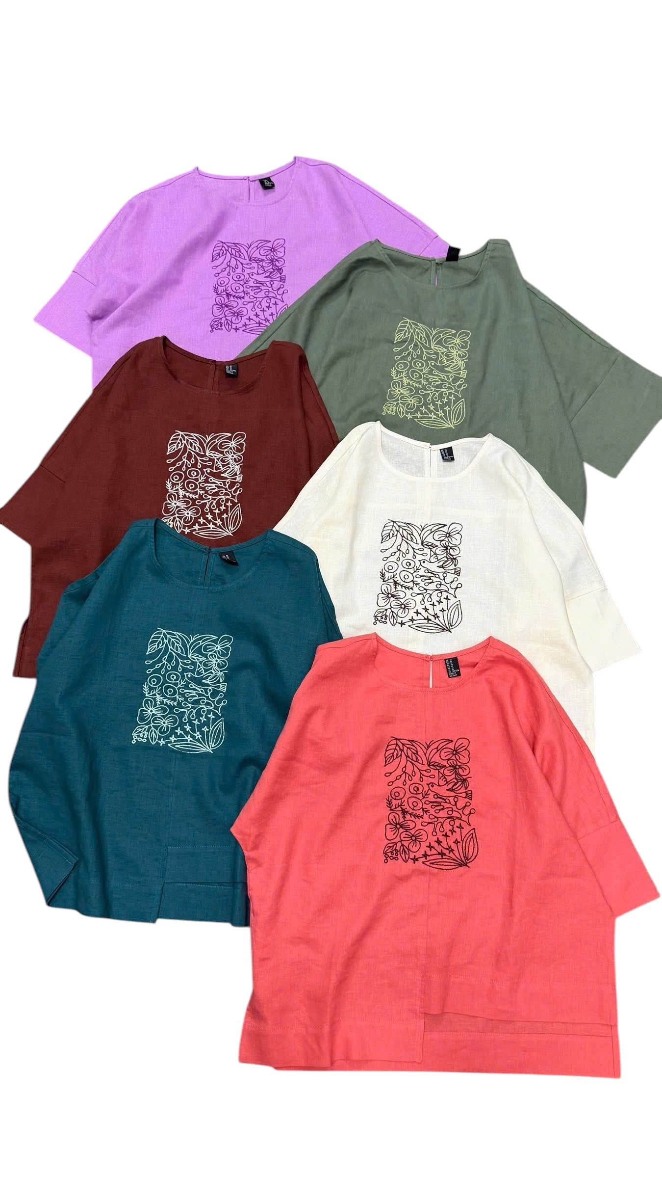 L136->141 - Áo Linen Thêu chữ nhật