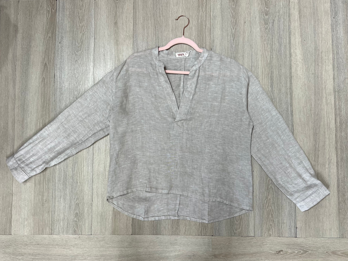L90->95 - 100% Linen V-Neck Shirt