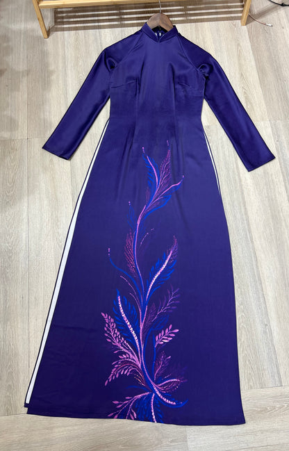 A154 - Áo Dài Lụa Tiêu Giao in Tím | Áo Only