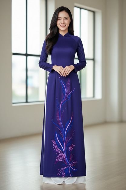A154 - Áo Dài Lụa Tiêu Giao in Tím | Áo Only