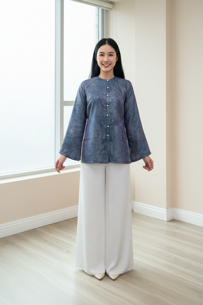 B09 - Áo Bà Ba Tencel Mộc Lan Xanh Ánh Hồng
