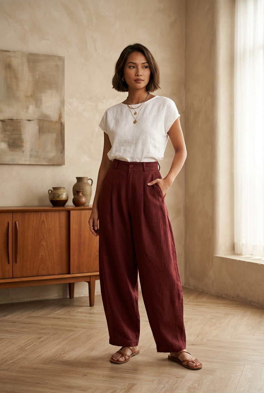 L123 - Quần Linen Baggy. Final sale (no return/exchange)