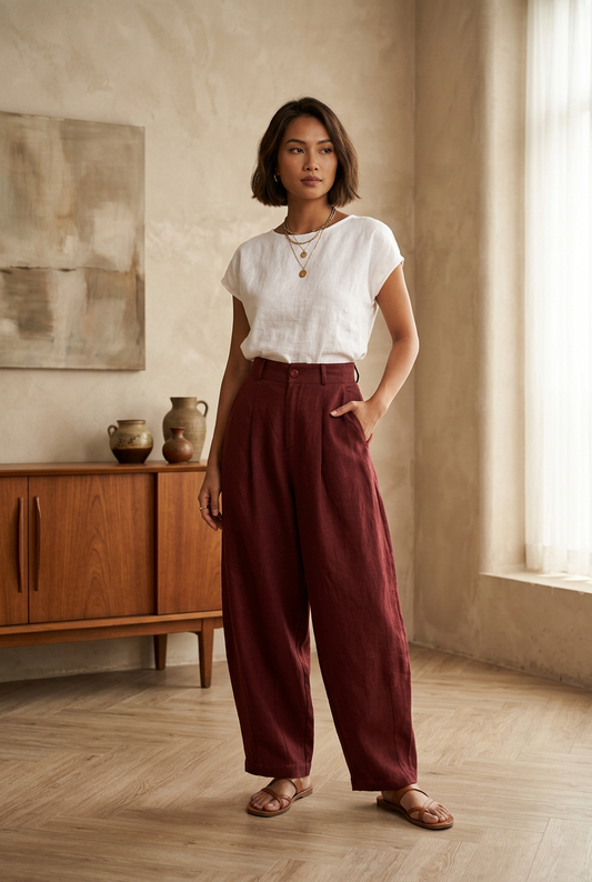 L123 - Quần Linen Baggy. Final sale (no return/exchange)